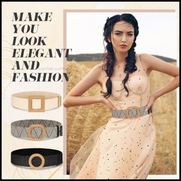 Straw Woven Elastic Waist Belt Bohemian Dress Braided Belt main image 4